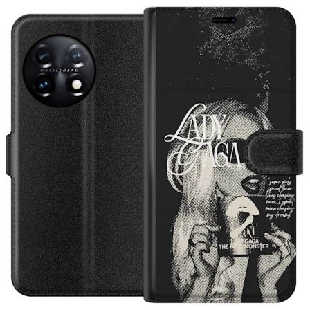 Yhteensopiva Lompakkokotelo OnePlus 11 Lady Gaga mustavalkoinen retrojuliste aurinkolaseilla ja pop-taide-estetiikalla