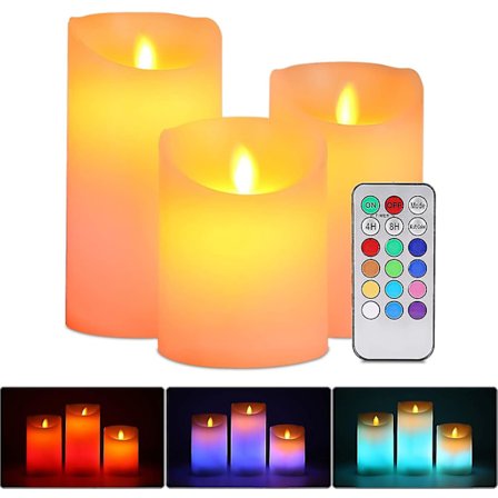 Flammeløse stearinlys, dekorasjonslys med LED, flammeløse stearinlys