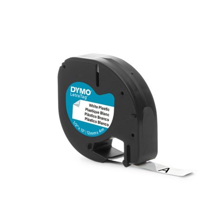 DYMO Tape LetraTag plast 12mm svart på vit - Lyreco - Kontorsmaskiner - Märkmaskiner och tape - Tape - Dymo LetraTag