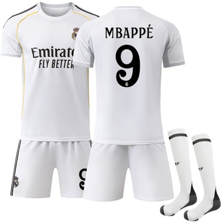 Real Madrid Hemmaströja Barn & Vuxen Fotbollströja 2025-2026 Nr 9 Mbappe