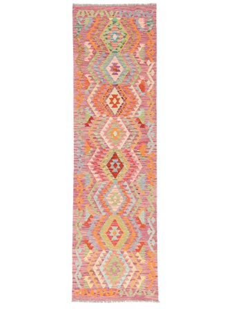 Kilim Afghan Old Style Rug Hand Woven 83X294 Runner Red/Brown Afghanistan