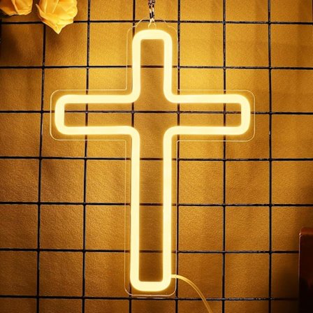 Jesus Kors Neon LED Neon Væglampe Natlampe, Egnet til Jul Kristent Hjem Indretningsgave.