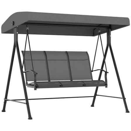 Rootz Hollywood Gynge - Verandagynge til 3 personer - Justerbar solsejl - Op til 240 kg - Mørkegrå - 195 x 118 x 170 cm