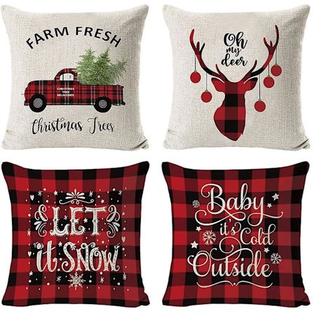 Tyynynpäälliset 4 kpl Joulukuusi Lumileopardi Peura Pellava Tyynyliinat 18 tuumaa