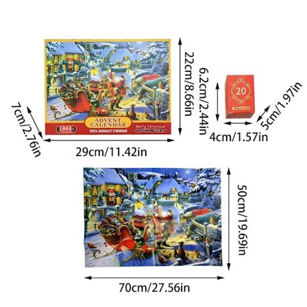 24 Nummererte Bokser Jul Adventskalender Puslespill 1000 Stk Julnedtellingspusselboks Julpuslespill Leke