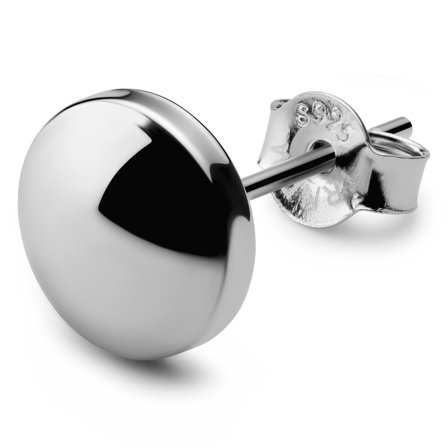 Orecchino in argento 925 placcato rodio da 8 mm per uomini - Orecchini a bottone