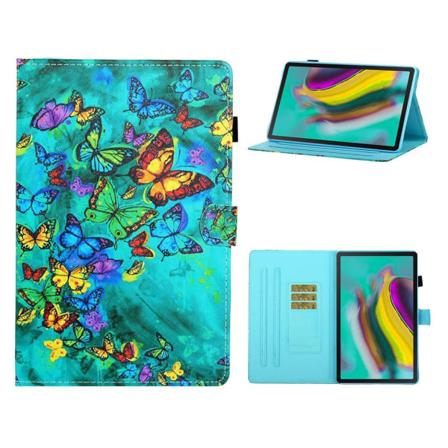 Samsung Galaxy Tab S5e viileä kuvio nahkainen flip case - Perhonen Multicolor