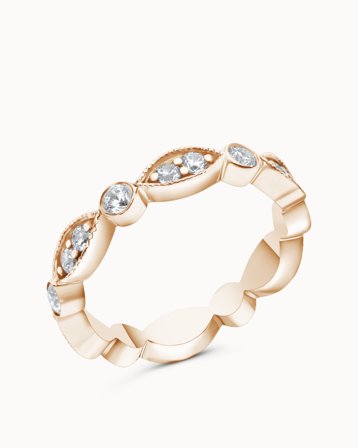 Ester Grande Vintage Vigselring 18K Roséguld med Naturliga Naturlig Diamanter