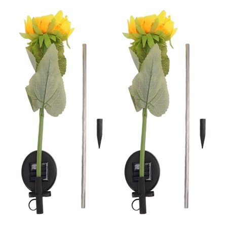 2 st Vattentäta Solcellslampor med Solrosor LED Dekorativa Lampor för Trädgård Låg Strömförbrukning