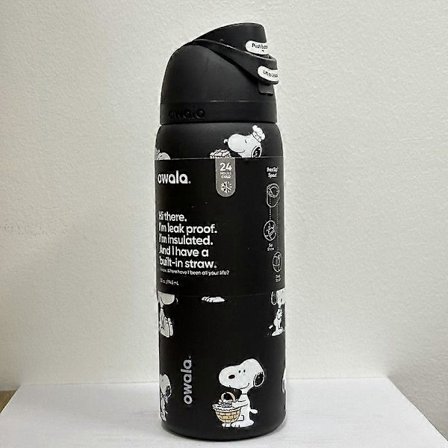 Ny Snoopy Owala 24/32oz Svart Vannflaske Rustfritt Stål L