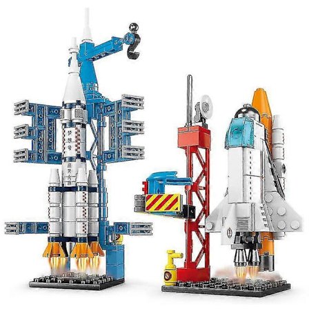DIY Rumraket Byggeklodser Håndværk Opsendelsescenter Base Puslespil Model Sæt Klodser Legetøj Til Børn Drenge Julegave[YATOY]