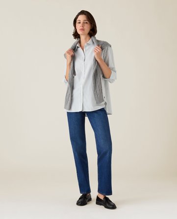 Lexington Casual flanelskjorte i økologisk bomuld, grön/hvid