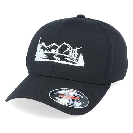 Wild Spirit - Musta flexfit Lippis - Deer Nature Silhouette Black Flexfit @ Hatstore