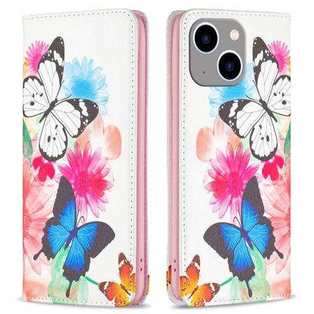 Iphone 14 Plus Pattern Printing Stand Telefonfodral - Two Butter Two Butterflies