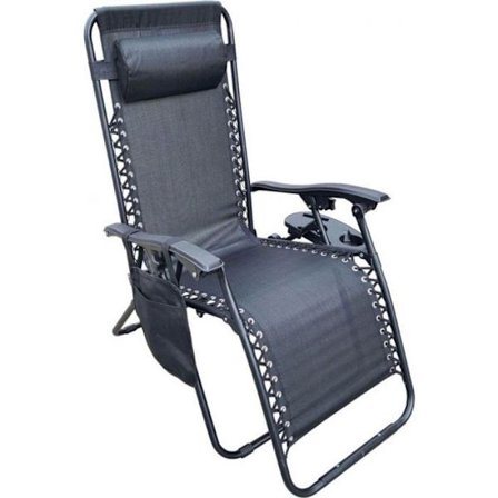 Saska trädgårdsfåtölj hopfällbar Gravity 175 x 52/65 x 110 cm, svart (1032290)