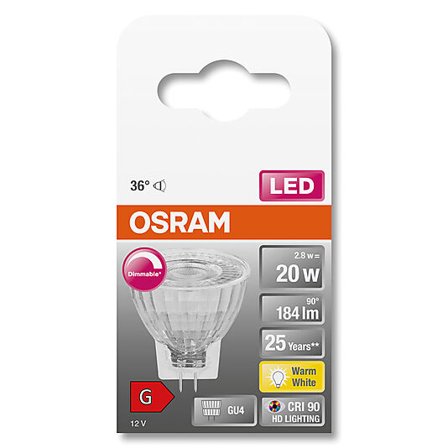 OSRAM LED lyspære MR11 35 gu4 dim 3,2W 2700K 36° 12V