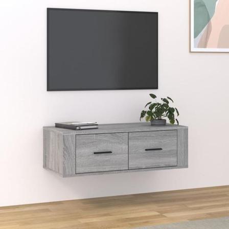Vidaxl Hängande Tv-skåp Grå Sonoma 80x36x25 Cm Konstruerat Trä Grå