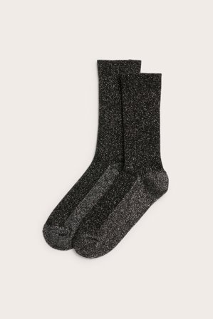 Kappahl | Prążkowane brokatowe skarpetki | Czarne