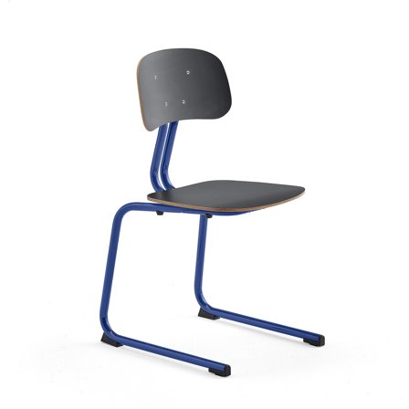 Classroom chair YNGVE, skid base, cobalt blue, anthracite, H 460 mm