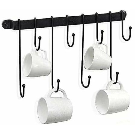 Krusholder Vægmonteret Kaffekrusholder Med 8 Kroge Kaffekrus Tekopper Mason Jar Display Opbevaring Til Hjem Køkken Restaurant Café