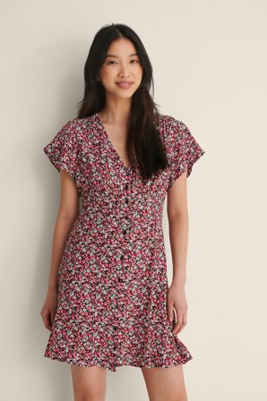NA-KD Mini Buttoned Dress - Sommerkjoler - Flower - EU 36