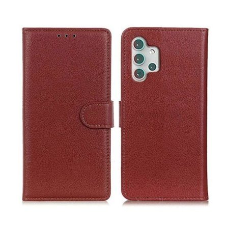 Flip Stand Leather Wallet Case For Samsung Galaxy A32 5G Brown