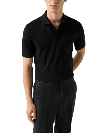 Eton Piqué I Pima-bomull Skjortor Herr Svart L