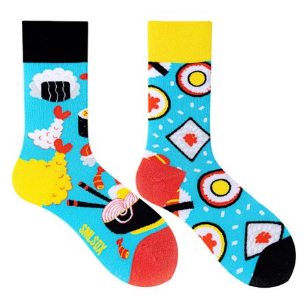 5 par Många stilar av AB-strumpor asymmetriska kreativa trendiga strumpor roliga par mandarinanka färgade mellanhöga strumpor