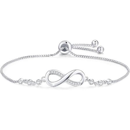 Infinity Armbånd for Kvinner Rose Gull Armbånd med Cubic Zirconia Kjærlighetsarmbånd for Kvinner Damegaver Bursdagsgaver til Hennes Sølv
