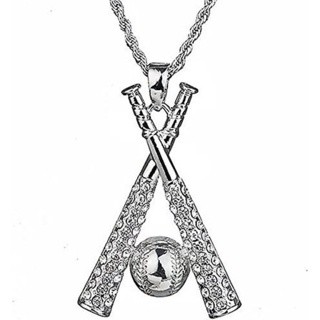 Iced Out Bat Halskæder til Mænd Kvinder Atleter Sport Vedhæng Halskæde til Teen Drenge Piger, Kæde