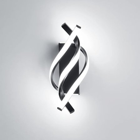 Innendørs Vegglampe, Moderne 22W Buet Design LED Vegglampe, 2500 Lumen, Svart