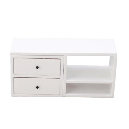 Nukkekodin kaappi, pienoismalli, koivuvaneri, yksinkertainen, koristeellinen, elegantti, minikaappi, malli 1:12, valkoinen