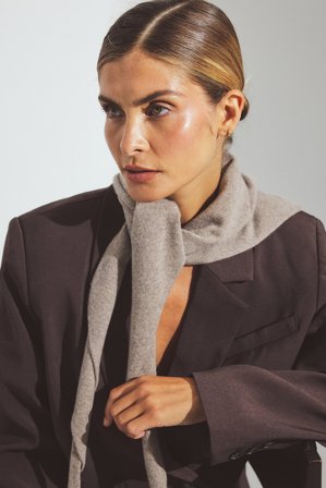 Premium Selection Foulard triangle en maille de laine - Écharpes & Foulards - Beige - One Size