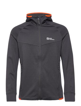 Hydro Grid Hooded Fz M Sweat-shirts & Hoodies Fleeces & Midlayers Svart Jack Wolfskin
