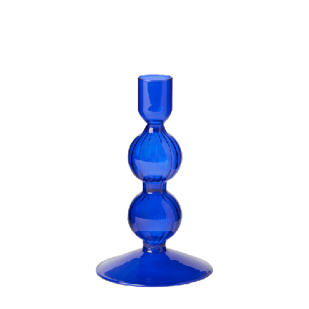 MANO ATELIER Ljusstake i glas SWIRL 13,5 cm Ljus & ljusstakar Blå ONESIZE