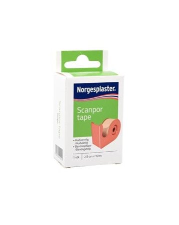 Norgesplaster Scanpor tape med dispenser 2,5 cm x 10 m beige 1 stk