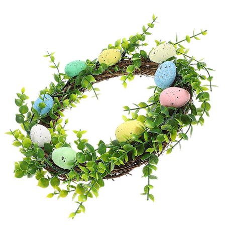 Vårdörr fjäder inomhus utomhus heminredning pastellägg påskkrans (33.00X30.00X6.00CM, som visas på bilden)