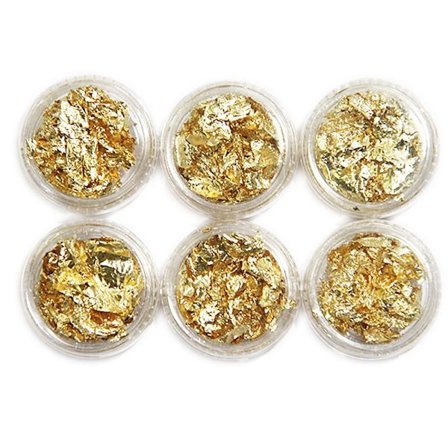 6 st burkar guld folie flakes