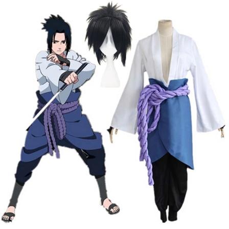 Mub- Engros japansk anime topp cosplay japanske ninja kostymer anime Uchiha Sasuke cosplay kostyme set with wig M