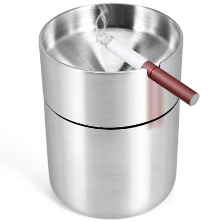 Askebeger i rustfritt stål, røykfri bilaskebeger, vindtett forretningsgave, bilaskebeger med Silver