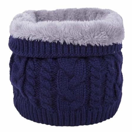 Halsvärmare, halsvärmare, fleecefoder, tubhalsduk, halsduk, loopscarf, multifunktionsscarf, stickad halsduk, finstickad, vinter utomhus Navy blue 24cm