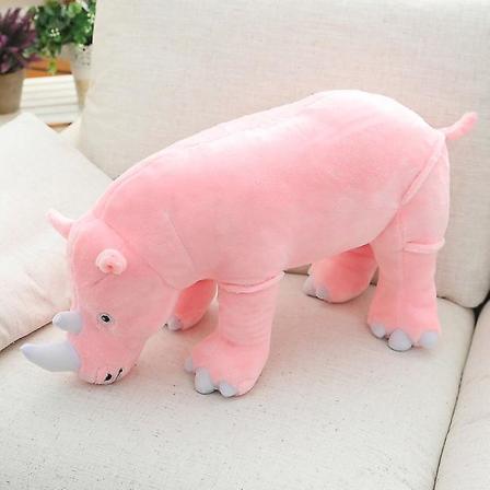 40/60/80cm Gigant Plysj Neshorn Leke Livaktig Utstoppet Dyr Pude Zoo Dukker Baby Pute Barn Appease Leke Jente Bursdag Gave Y Pink 40cm