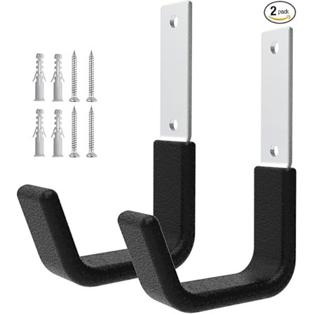 Kraftige verktøy kroker for garasjeoppbevaring Verktøy kroker veggmontering, garasjekroker kraftige, garasjeveggkroker, sykkelkroker, (2 stk svart) 