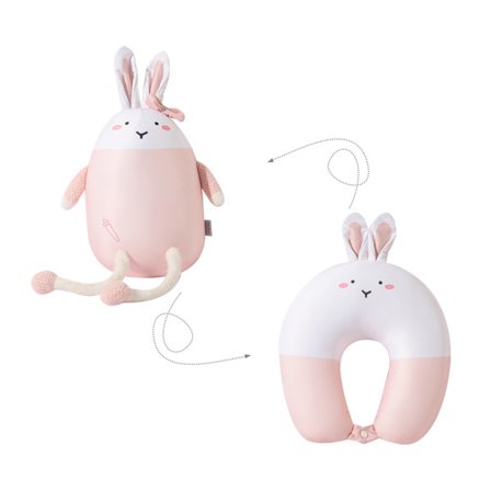 2 i 1 nakkepude sød kanin U-formet nakkepude nakkestøttepude kanin rejsepude nakkestøtte til camping vandreture bil fly