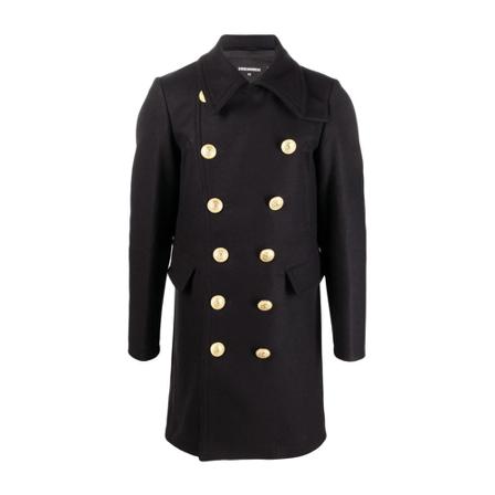 Dsquared2, Double-Breasted Coats Zwart, Heren, Maat:L