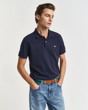 GANT Herren Slim Fit Piqué Poloshirt (L) Marineblau