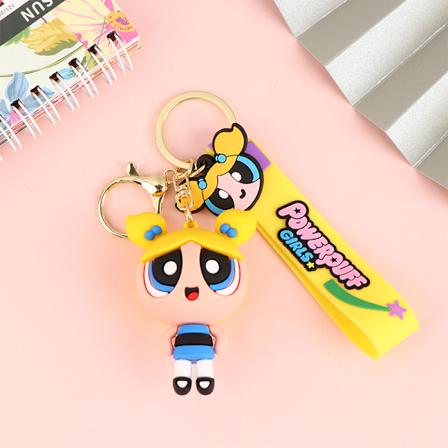 Kreativ Tegneserie Anime Nøglering Powerpuff Piger Dukke Bilnøgle Yellow