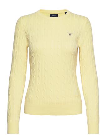Stretch Cotton Cable C-Neck Pullover Gul GANT*Betinget Tilbud