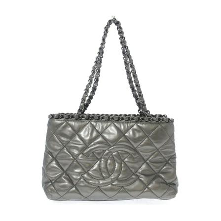 Chanel Vintage Pre-owned Shoulder Väska grå, Dam Vintage Väskor, Dam, Storlek: ONE SIZE