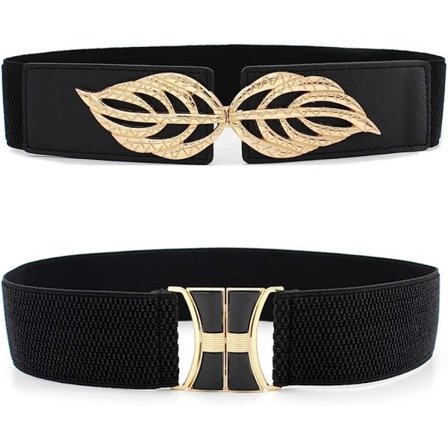 Brett resårbälte dam 2 delar dam svart vintage stretch retro mode Cinch för kvinnor, svart